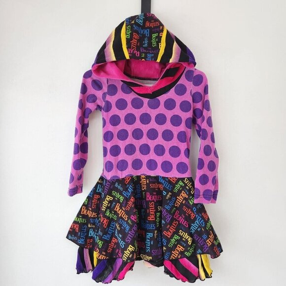The Beatles Little Girls Twirl Dress Hooded Polka Dot Logo Merch Toddler 2T - Picture 1 of 6